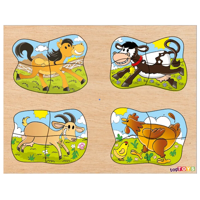 4′ Ü 1 Arada Çiftlik Hayvanları Ahşap Puzzle